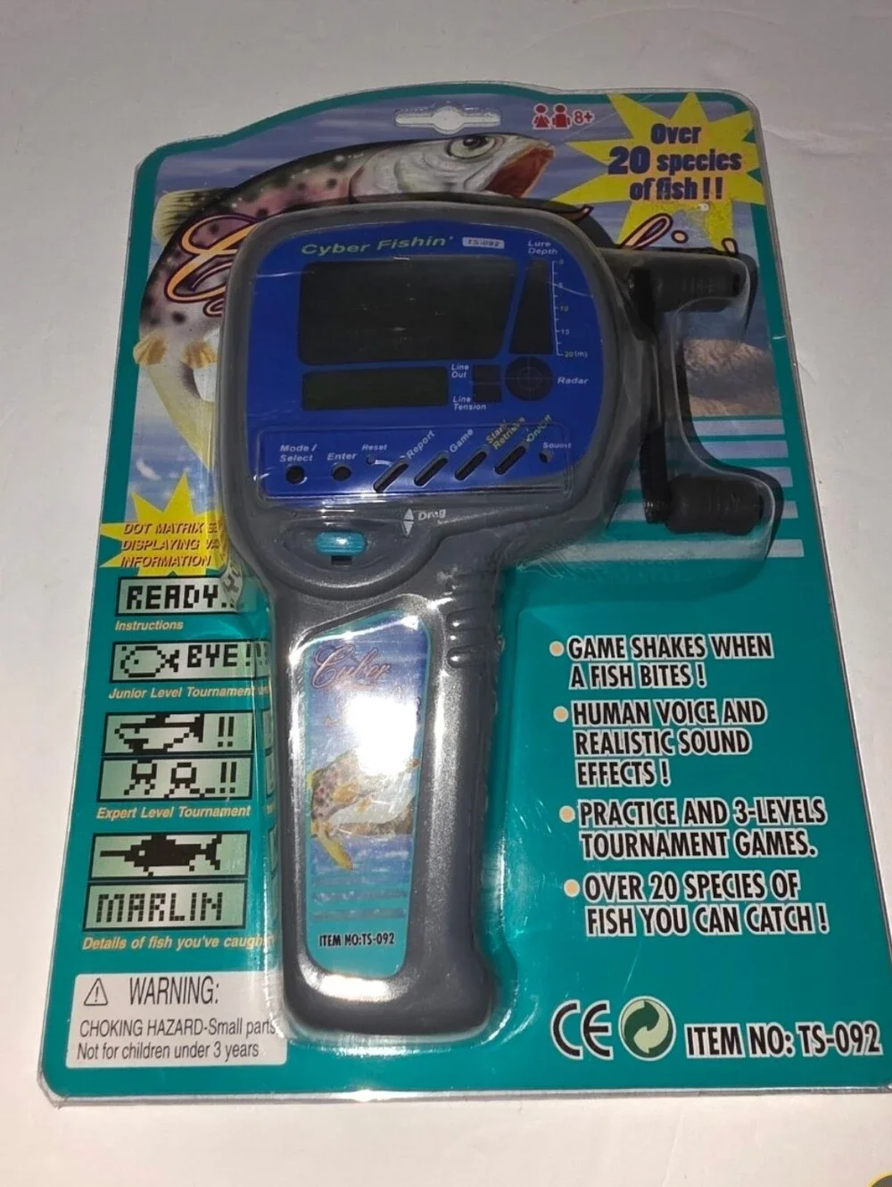 Vintage Cyber Fishin' Handheld Electronic Fishing Game Virtual Fishing NOS